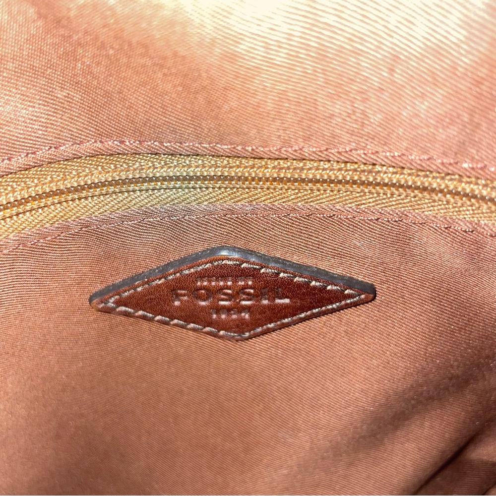 Fossil Brown Leather Messenger Crossbody Flap Saddle Bag - Picture 13 of 14